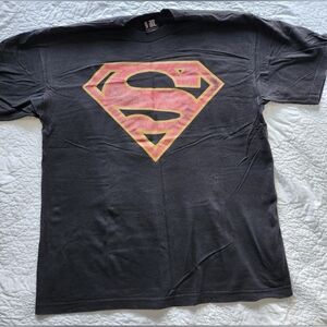 Vintage DC Comics Black Superman Logo T-Shirt, 100% Cotton, XL